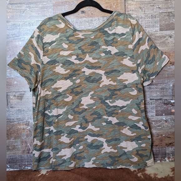 Cato Raw Edge Hem CamoTee W Patriotic Sleeve - Picture 12 of 16